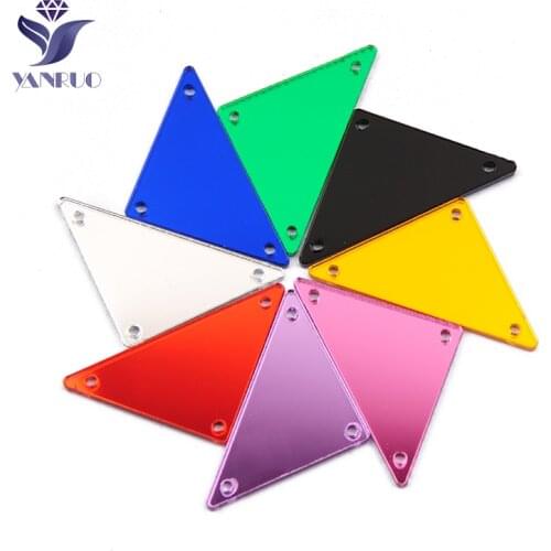YANRUO Triangle Acrylic Rhinestones Craft Gems Sew On Mirror DIY 30Pcs Flat Back Strass Crystal Stones For Sewing