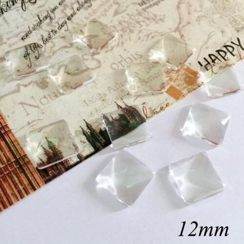 ZEROUP 30pcs/lot 12mm Handmade Clear Glass Cabochon Domed Square Jewelry Accessories