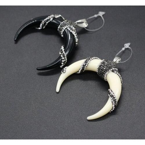 Fine Ox Bone Pendant Moon Shape Polishing Pendant for Women Jewelry Accessories DIY Necklace Earrings Healing Gift 57x55mm