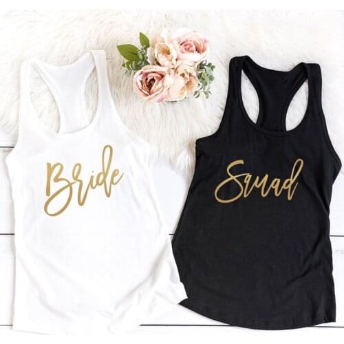 Vest Bride And Squad Wedding Tank Tops Womens Racerback Bachelorette Party Shirt Stylish Ladies Bridal Shower Matching Tanks