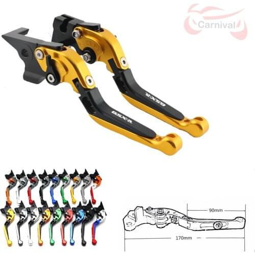 Gold Logo + Titanium Laser Folding Extendable Motorcycle Brake Clutch Levers (GSX-R) for Suzuki GSXR1000 2001 2002 2003 2004