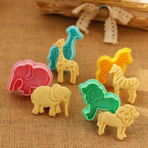10pcs/set Baking Moulds Plastic Cookie Cutters Plunger Biscuit DIY Mold Vegetable Fruit Cutter Baking Mould Stencils Pastry
