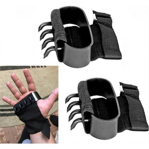 2 pcs Outdoor Mountain Tree Climbing Heavy Duty Hand Claw Spikes Paw Hooks Anti-Slip 4 Toothed Crampon Paw Hooks Wristband