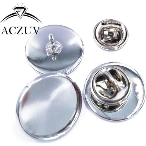 200Pcs Rhodium Plated 12mm 14mm 16mm 18mm 20mm 25mm Blank Brooch Base Settings Button Collar Pin Blanks with Backs CPS005