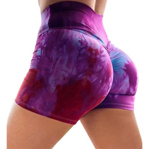 2021 Multicolor Ladies High Waist Tight-Fitting Workout Running Gym Pants European and American Fashion Color Printing Shorts