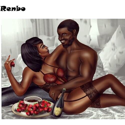 African couple Diamond Painting Sweet Lover 5D DIY Full Square/round 3d Picture of Rhinestone Diamond Embroidery Mosaic Decor