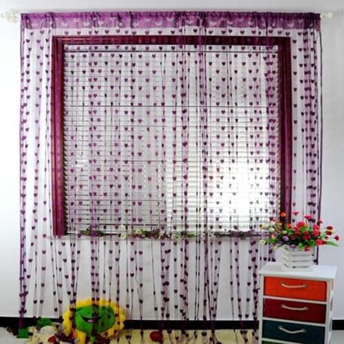 Free Ship Romantic Heart Pattern Love Door Window Curtains For Living Room Bathroom Wedding Tulle Curtain Cortinas Decoration