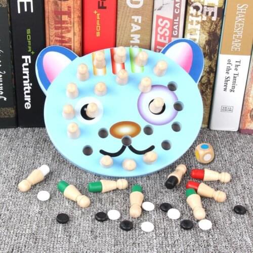 Kids Apple Cat Fish 2 in 1 Piece Match Memory Chess Home DIY Puzzle Game Educational Toy
