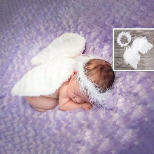 Baby Angel Wing with Headband Newborn Photography Props Set Fotografia Costume