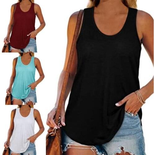 Womens Tanks Sleeveless U Neck Solid Loose Vest Crop Top Streetwear for Workout Ladies Backless Top Sexy Vest Cami Blouses