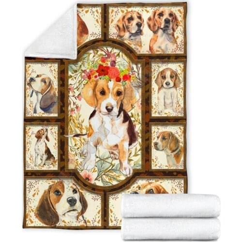 Floral beagle fleece blanket dog Printed Blanket Adults/kids Fleece Blanket Sherpa Blanket 02