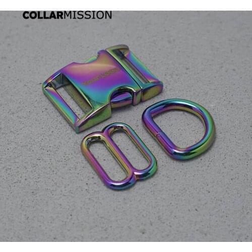 Engraved 20mm (metal buckle+adjust buckle+D ring)for garment luggage backpack dog collar DIY accessory 8 Colours