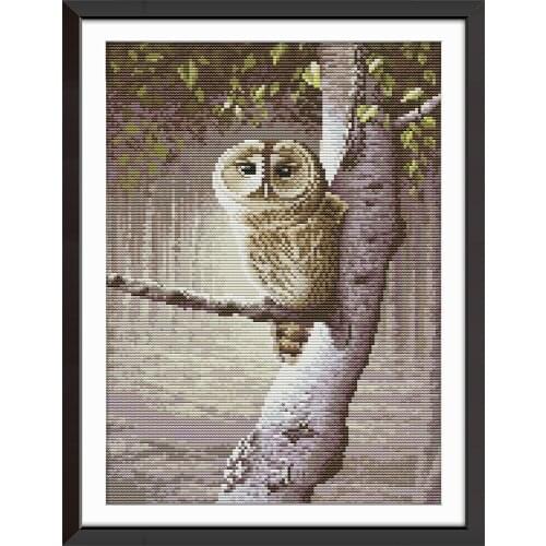 Joy Sunday Owl 8 Chinese Cross Stitch Kits Ecological Cotton Clear Stamped Printed 14 11CT DIY Gift Wedding Decoration For Home