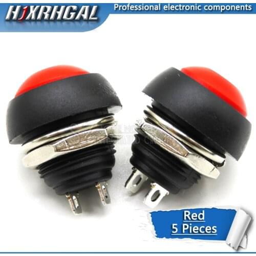5Pcs Red ON-OFF PBS-33B 12mm Waterproof Momentary Push button Switch Self Return hjxrhgal