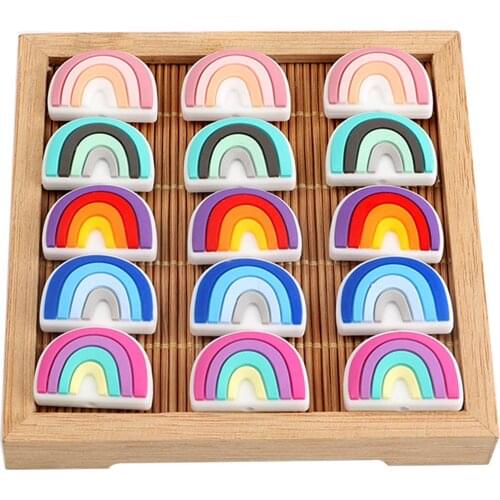 Kovict 10pc/Lot Mini New rainbow Silicone Beads Baby Dummy Cartoon Pacifier Toy Accessories