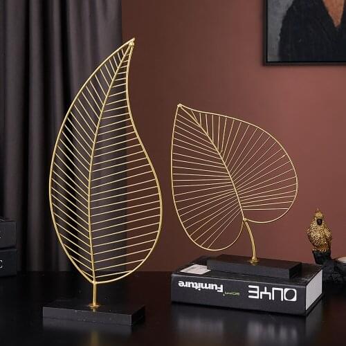 Creative Modern Metal Leaf Model Arts Crafts Home Decoration Living Room TV Cabinet Decorative Accessories Office Desk Decor