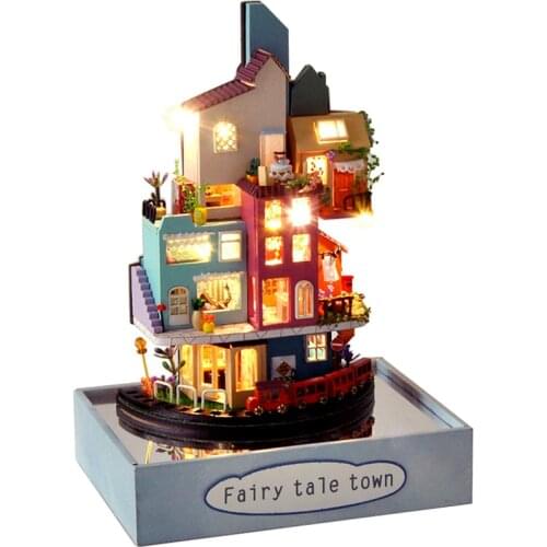 Cutebee DIY DollHouse with Dust Cover Doll House Miniature Dollhouse Furniture Toys for Children New Year Christmas Gift Casa