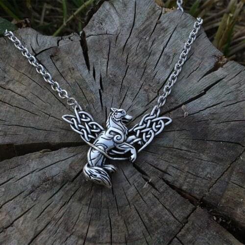 Lanseis 10pcs viking celt wolf men necklace pendant Pictish Wolf Pictish Animals jewelry norse wolf Fenrir symbol