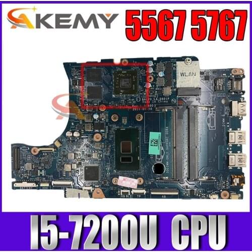Akemy For DELL Inspiron 5567 5767 Laptop Motherboard CN-0Y8N7H 0Y8N7H Y8N7H I5-7200U 2.5Ghz BAL20 LA-D801P DDR4