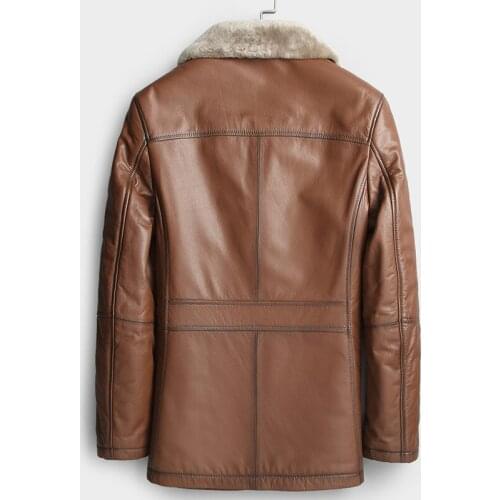 Real Genuine Leather Jacket Men Winter 100% Cow Leather Coat Natural Fur Sheep Shearling Jackets 2020 KL159006 KJ3456