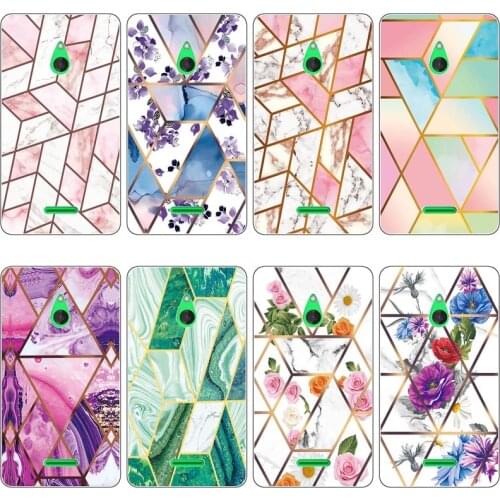 Soft Phone Case for Nokia X2 X2DS Dual SIM RM-1013 Funda Glossy Colorful Flower Silicone Phone Back Cover Geometric Marble Shell