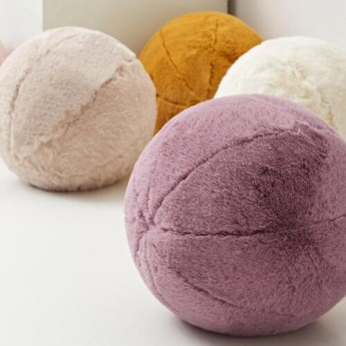 Nordic Velvet Pure Color Round Cushion Morning Ball Home Decor Cushion Sofa Art Ball Room Decorative Salon Gallery Floor Pillow
