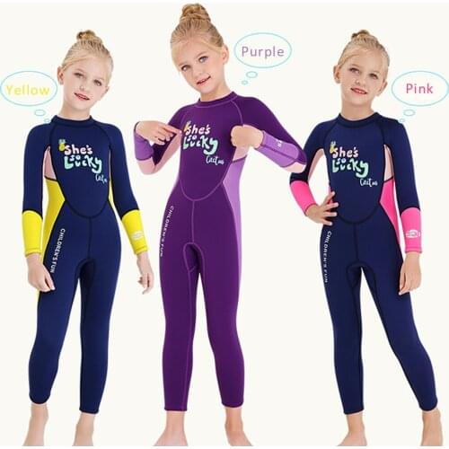 2.5MM New Neoprene Wetsuit Children Diving Suits Swimwear Girls Long Sleeve Surfing Swimsuits For Girl Bathing Suit Wetsuits