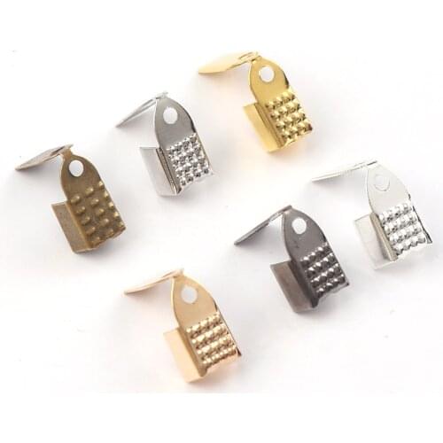 4mm Crimp beads cove clasps Cord End Caps String Ribbon leather Clip Foldover DIY Necklace Bracelet Connectors Jewelry Findings