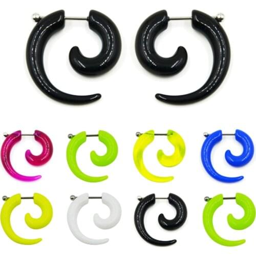 Pair Hot Acrylic Fake Spiral Ear Taper Stretcher Expanders Gauge Earlobe Earring Cheater Piercing Body Jewelry Tunnel And Plugs