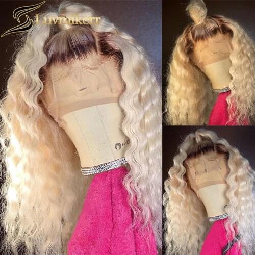 Water Wave 13x4 Hd Lace Front Short Bob Ombre Brown 613 Blonde Colored Wigs Full Transparent Lace Frontal Women Human Hair Wig