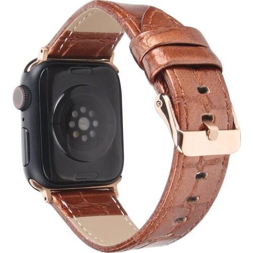 High Quality Bamboo Grain Leather Watchband Buckle Strap for Apple Watch SE Series 6 Wristband 44mm 40mm 42mm 38mm