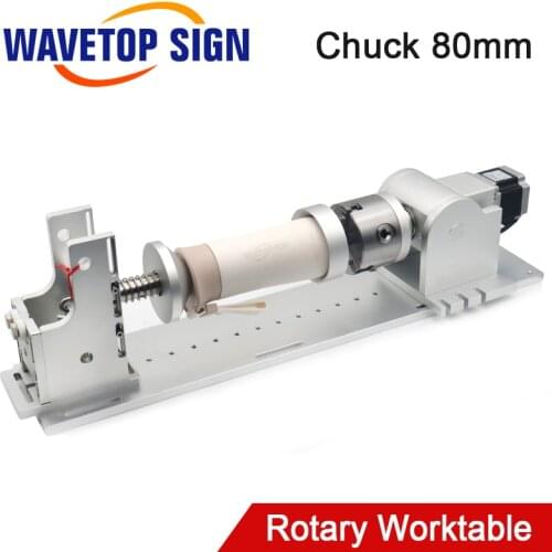 WaveTopSign Rotary Worktable Chuck 80mm and Control Box Include Stepper Driver DM542 for Laser Makring Mahcine