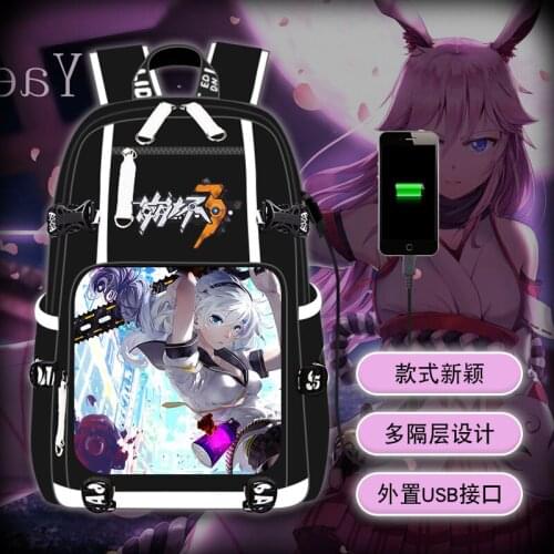 Honkai Impact 3rd USB Backpack School Bags Bookbag Men Women Travel Laptop Shoulder Bags Gift Fashion Bags Anime Game Cosplay