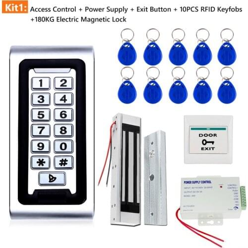 Door Access Control System Kit with Keypad +10PCS ID Keyfobs +Power Supply + Electric Magnetic/Bolt/Strike Locks for office home