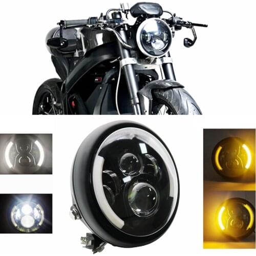7.5 inch H4 H13 Led Motorcycle Headlight for Harley with Halo Angel Eye DRL Lights For Honda Kawasaki Yamaha Suzuki BMW