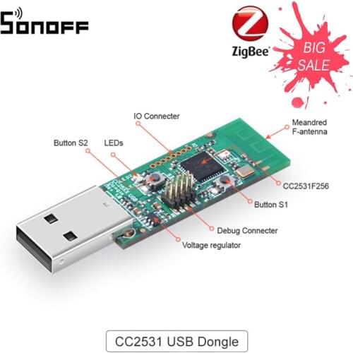 SONOFF Zigbee CC2531 USB Dongle For Zigbee2mqtt Application Lead Out 8 IO Connectors Smart Home Automation Module