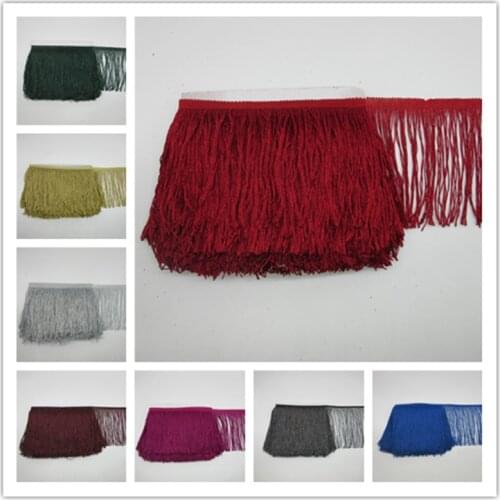 YY-tesco 10 Meters 15cm Wide Lace Fringe Trim Tassel Polyester Fringe Trimming Latin Dress Stage Clothes Accessorie Lace Ribbon