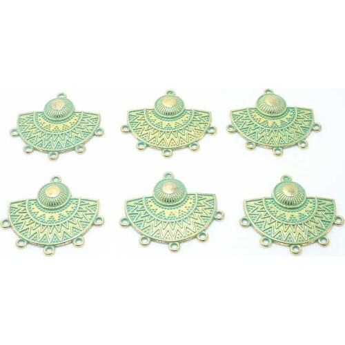 10pcs/lot Retro Verdigris Patina Plated Zinc Alloy Green Charms Pendant Suitable Earring DIY Jewelry Making Accessories