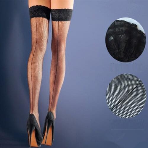 Women Sexy Mesh Stockings Black Stylish Straight Line Printed Nylon Seamless Lace Lady Summer 1PC One Size Red Black Pantyhose