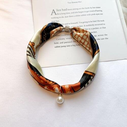 Women Silk Scarf Casual Four Seasons Floral Print Striped Letter DOT Headband Travel Party Fashion Scarves