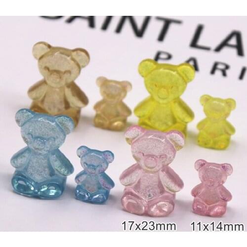 10/20pcs Resin Bear Animal multicolor Flat back Cabochon Art Supply Decoration Charm Craft hair bow center