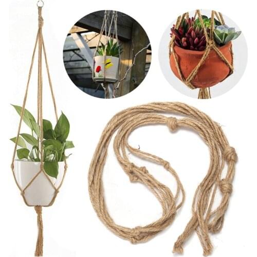 100% Handmade Macrame Plant Hanger Flower Pot Baskets Hemp Rope Hanging Net Courtyard Garden Hanging Rope Baskets