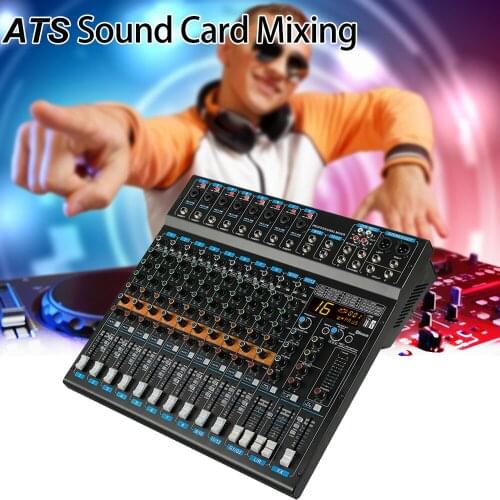 12 Mono Portable Sound Mixing Console Bluetooth Microphone Mixer Voice Changer USB Interface 48V Phantom DJ Computer Phone Mixer