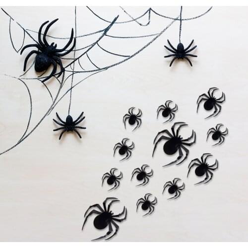 12pcs/set PVC Scary Spider Wall Stickers For Home Halloween Party Decoration Halloween Scary Fake Spider Supplies