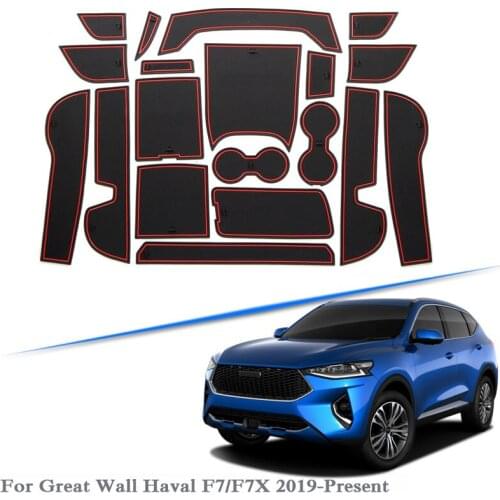 19pcs Car Styling For Great Wall Haval F7/F7X 2019 Latex Gate slot pad Interior Door Groove Mat Non-slip dust Mat Accessories