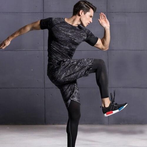 Sport suit for men workout 3pcs Gym Suits mens fitness academia Fitness sportswear Compression Running Suit Tracksuits bodybuid