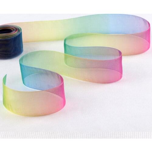 5Yards Transparent Snow yarn Rainbow Gradient Ribbons Christmas Wedding Party Decoration Bow Card Gifts Cake Box Packaging Sew