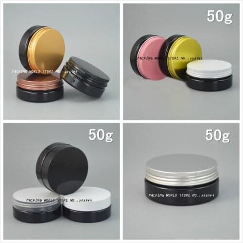 50G black plastic PET bottle/jar/pot for gel/cream/mask/body scrub/eye cream/essence/moisturizer cosmetic packing skin care