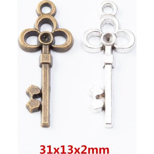 55 pieces of retro metal zinc alloy key pendant for DIY handmade jewelry necklace making 7324