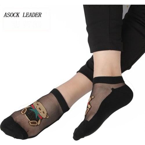 6 Pairs/Lot 2018 Summer New Women Socks Thin Cotton Cute Cartoon Bear Stealth Female Socks Funny Fashions Socks For Women